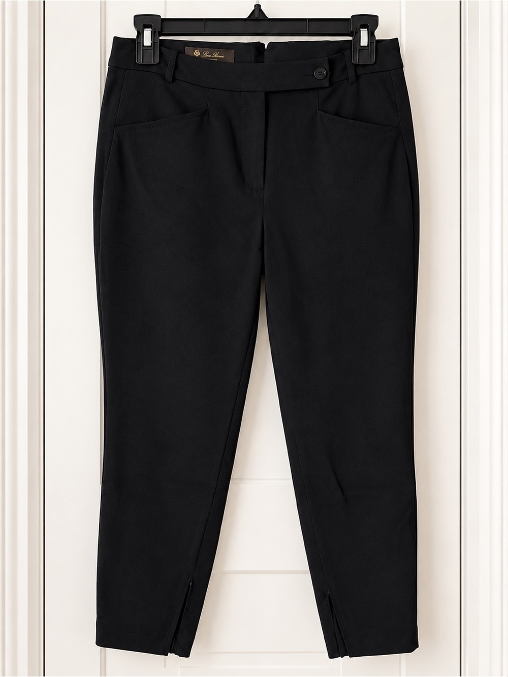 Loro Piana Black Slim Straight Leg Ankle Zip Pants Made in Italy